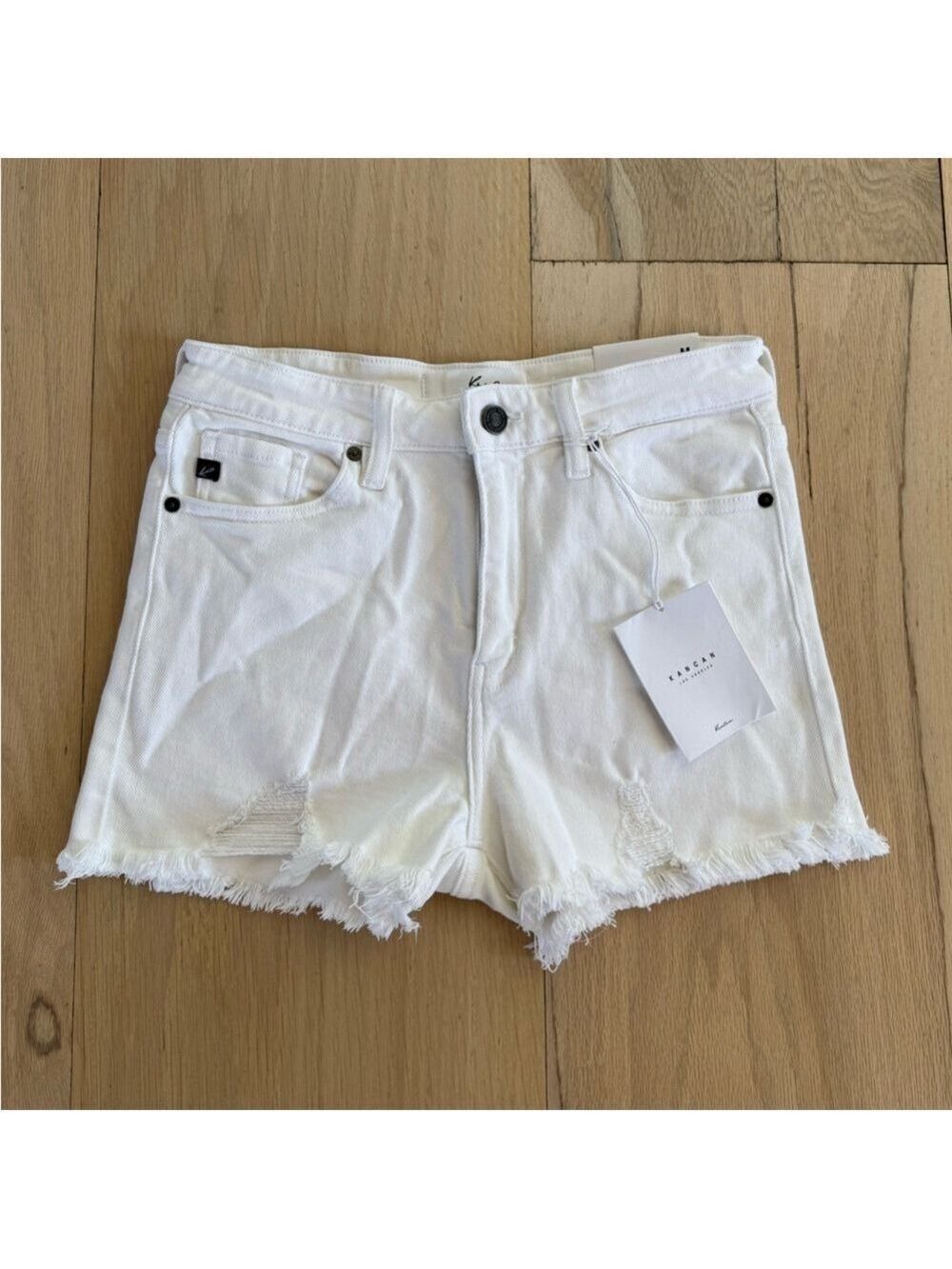 KanCan High Rise Shorts White Size Medium NWT